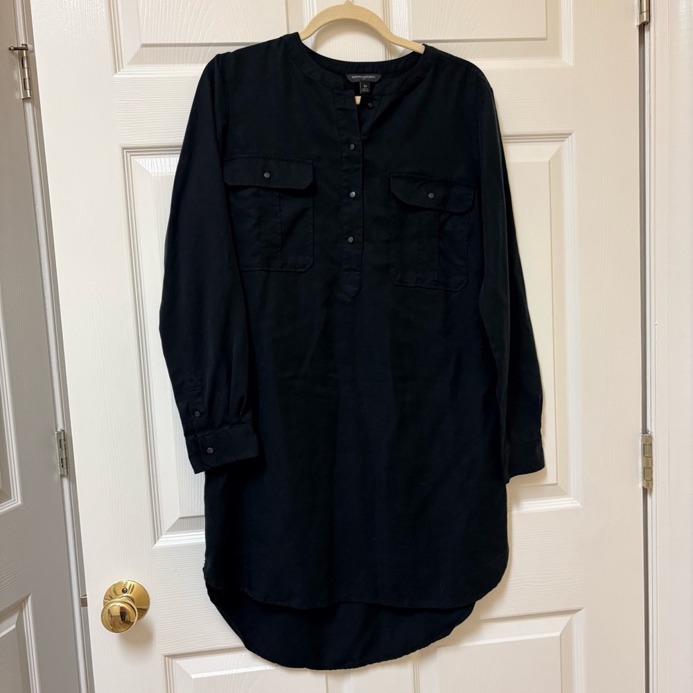 Banana Republic Black Long Sleeve Shirt Dress Size 10